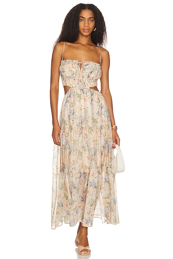 ASTR the Label Odina Dress in Blue & Peach Floral | REVOLVE