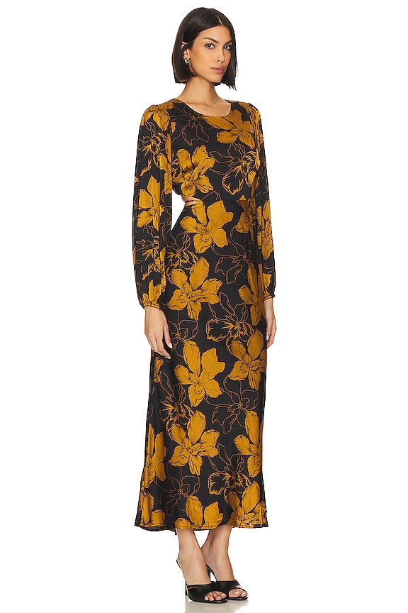 view 2 of 3 VESTIDO QUINN in Black & Mustard Floral