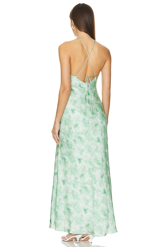 astr the label green halter dress Elynor in Abstract Hilaire halter neck