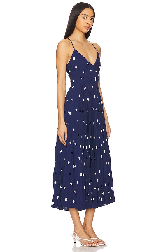 view 2 of 3 ROBE MI-LONGUE DRESS in Navy Polka Dot