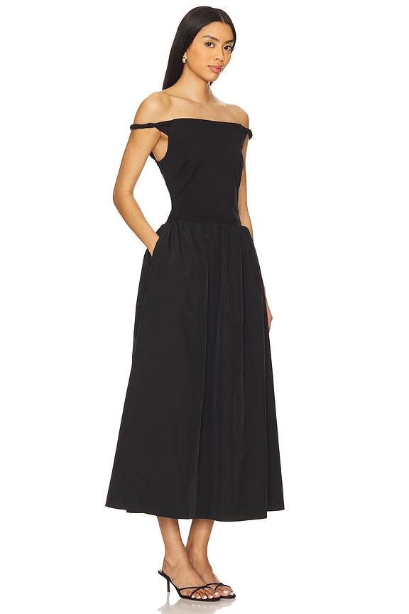 view 2 of 3 VESTIDO DE POPELINA CON HOMBROS DESCUBIERTOS in Black