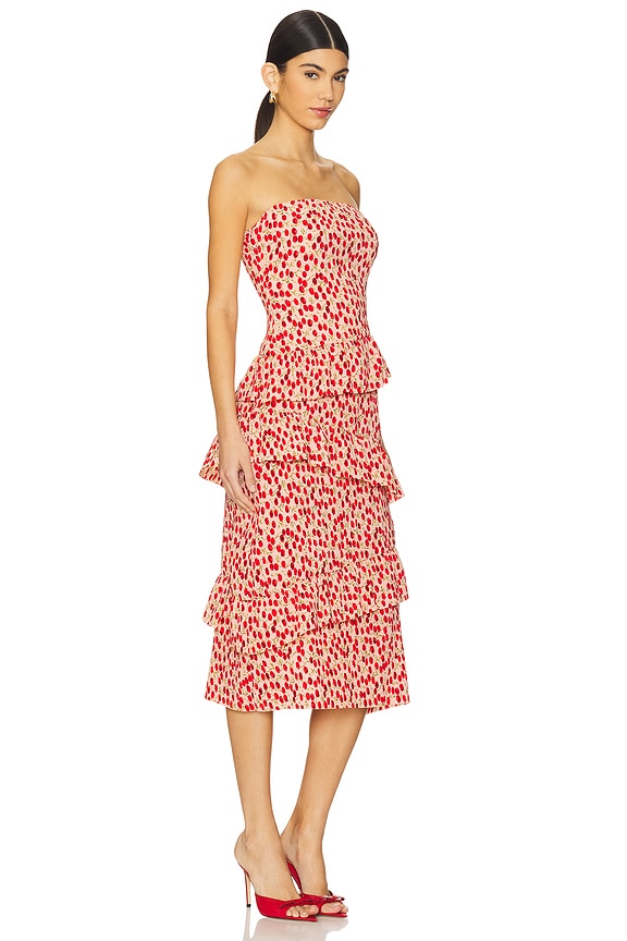 view 2 of 5 Asym Tiered Ruffle Dress in Cherry Print