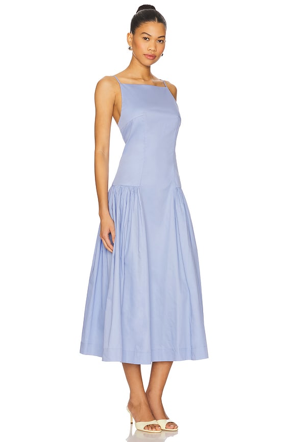 view 2 of 3 Drop Waist High Neck Dress in Cornflower Blue