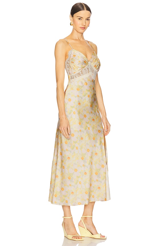view 2 of 3 ROBE MAXI DRESS in Yellow Green Floral