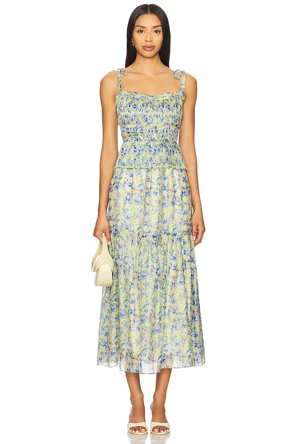 view 2 of 4 ROBE MI-LONGUE ETHELIND in Blue Yellow Floral