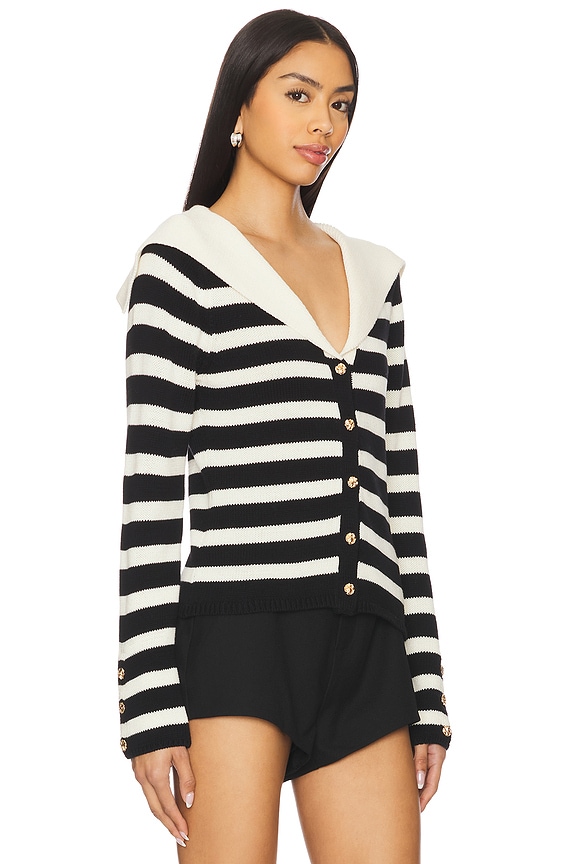 view 2 of 5 Analissa Cardigan in Stripe Cream Black