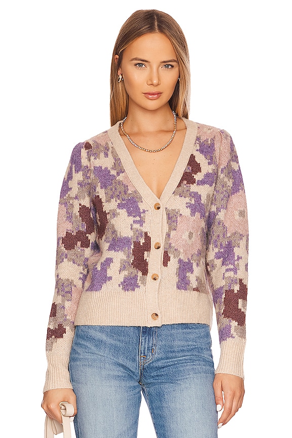 view 1 of 4 Rosette Cardigan in Purple & Mauve Floral