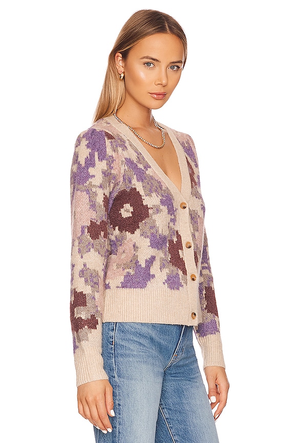view 2 of 4 Rosette Cardigan in Purple & Mauve Floral