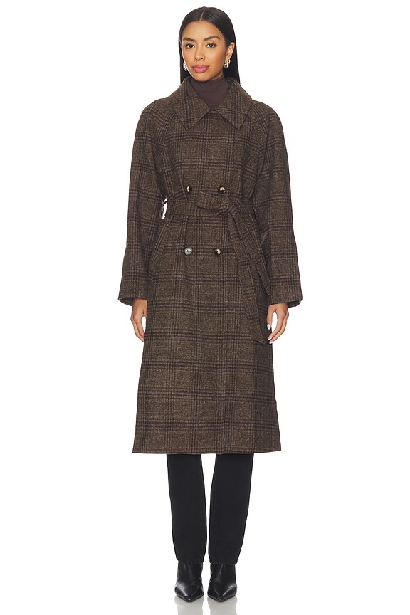 view 2 of 5 ПАЛЬТО SEELEY in Brown Plaid