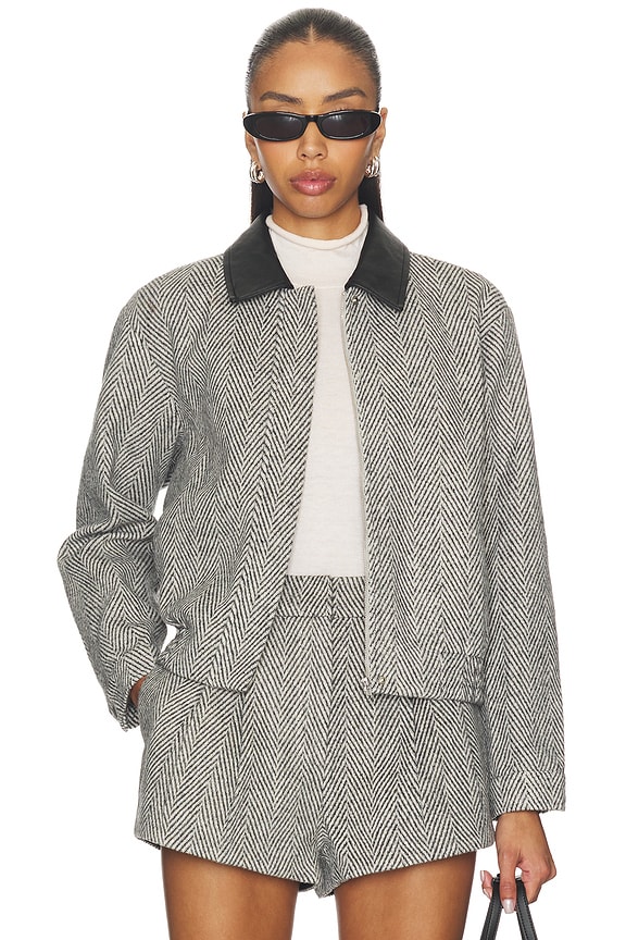 view 1 of 6 Nelly Jacket in Grey Herringbone