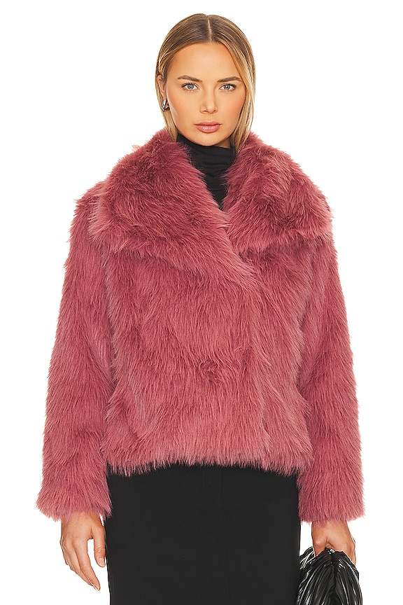 view 2 of 5 Lynx Faux Fur Coat in Mauve