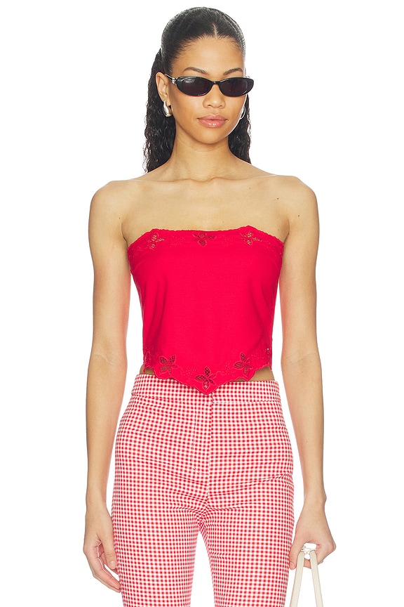 view 1 of 6 PANTALON ALMA in Red Gingham