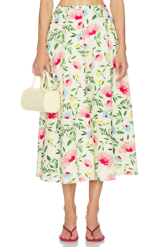view 1 of 6 Myria Skirt in Yellow Pink Floral