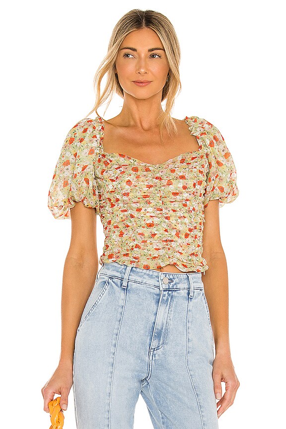 view 1 of 4 Tenley Top in Green Red Ditsy