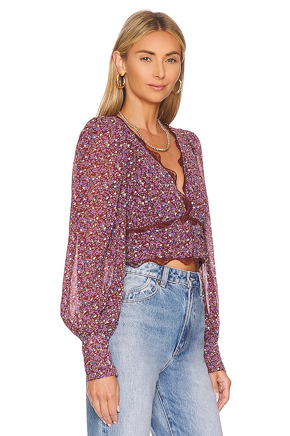 view 2 of 4 Zanna Top in Brown & Purple Ditsy