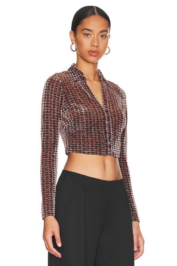 view 2 of 5 WINSLET 탑 in Copper Houndstooth