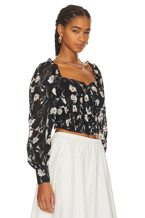 view 2 of 4 Amber Top in Black & Cream Floral