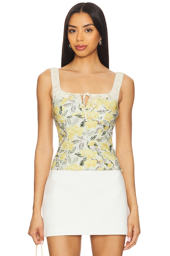 view 1 of 4 Milkmaid Top in Lemon Floral