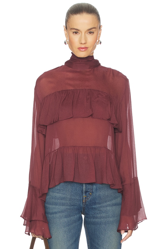 view 1 of 4 TOP MANGA LARGA FAE in Wine