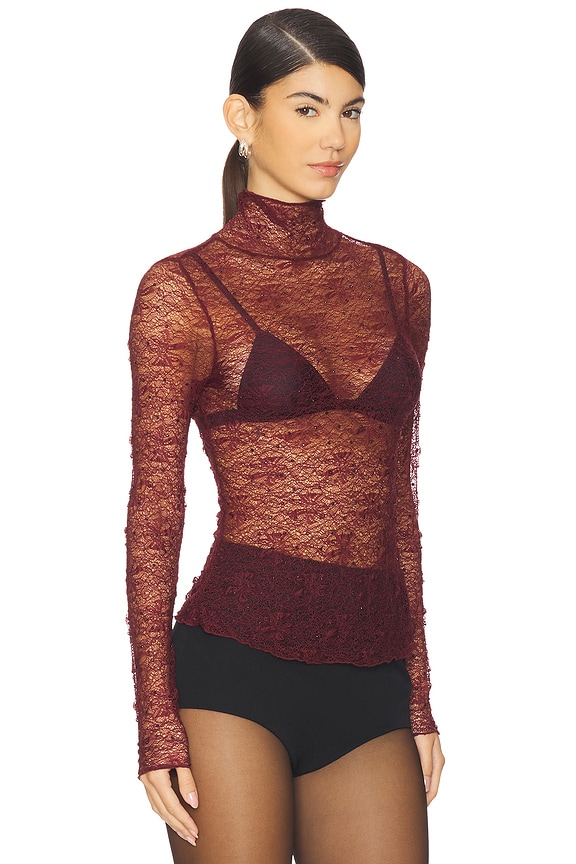 view 2 of 5 TOP MANGA LARGA KYRA in Wine