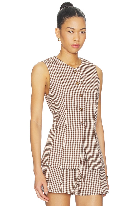 view 2 of 5 Karan Vest in Brown Checker