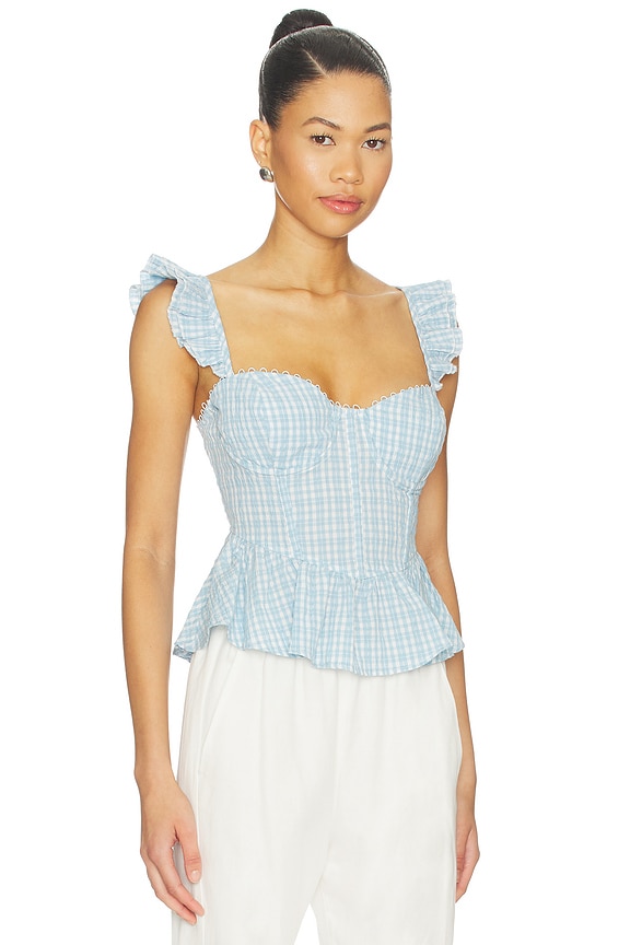 view 2 of 5 Baylin Top in Blue Plaid