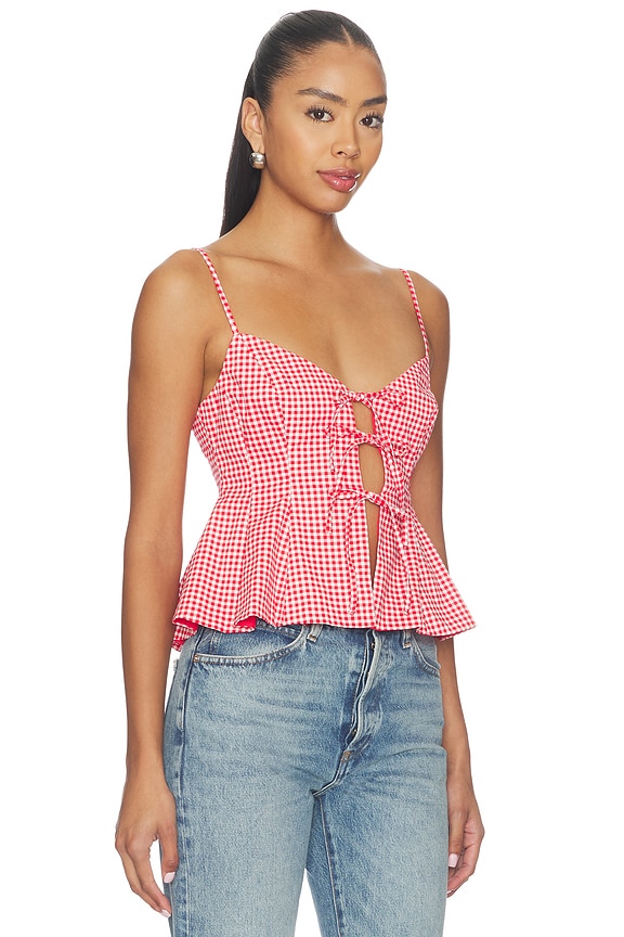 view 2 of 5 Alma Top in Red Gingham