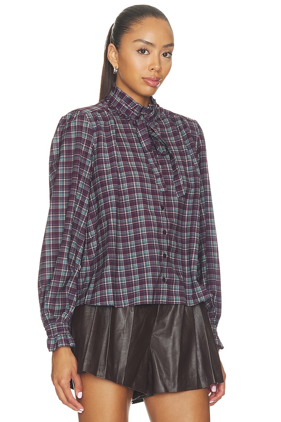 view 2 of 5 Alyssa Top in Eggplant Plaid