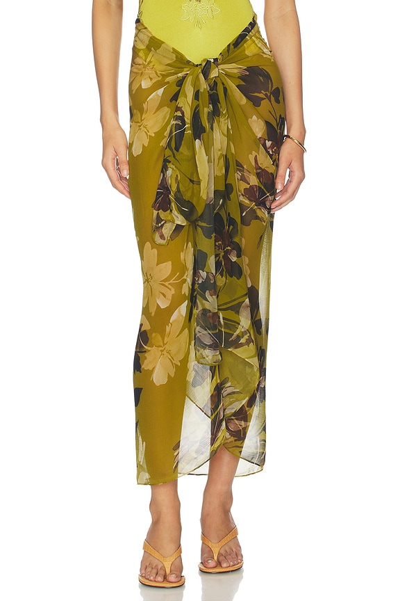 view 1 of 6 Santorini Sarong in Chartreuse Floral Print
