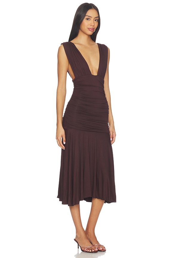 view 2 of 3 Lina Midi in Burnt Chocolate