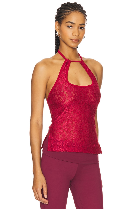 view 2 of 5 Kiss Kiss Halter Top in Red