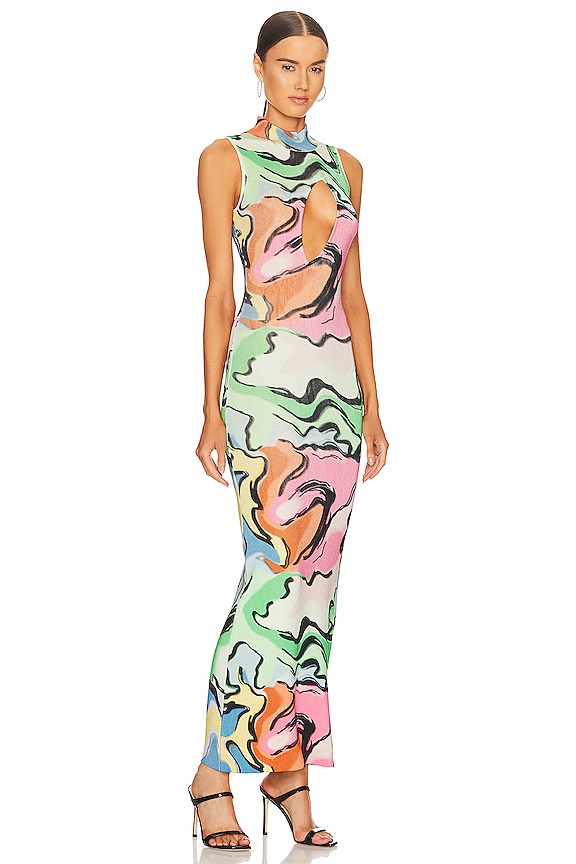 view 2 of 3 Lola Front Cut Out Dress in Watercolor Print