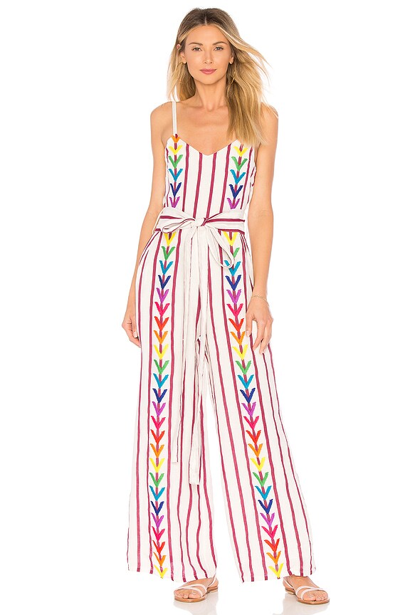 view 1 of 3 Lisa Jumpsuit in Off White & Burgundy