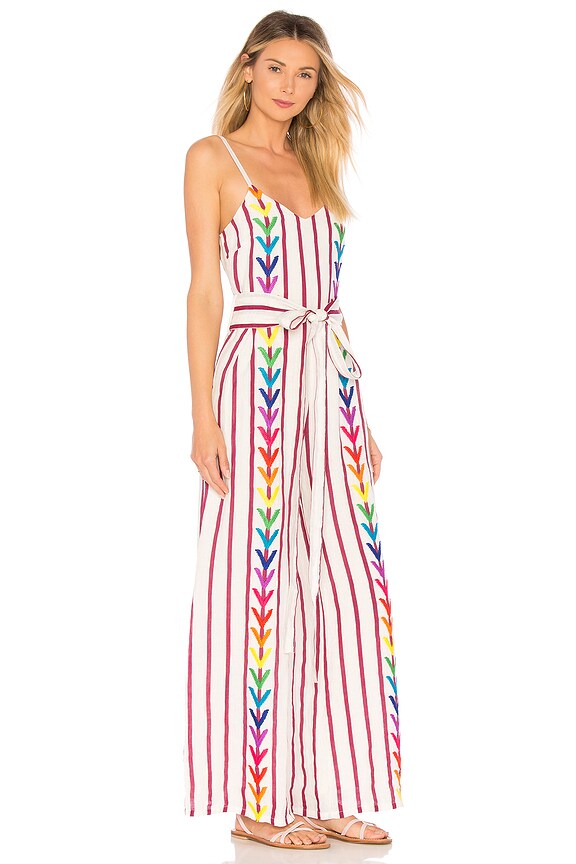 view 2 of 3 Lisa Jumpsuit in Off White & Burgundy