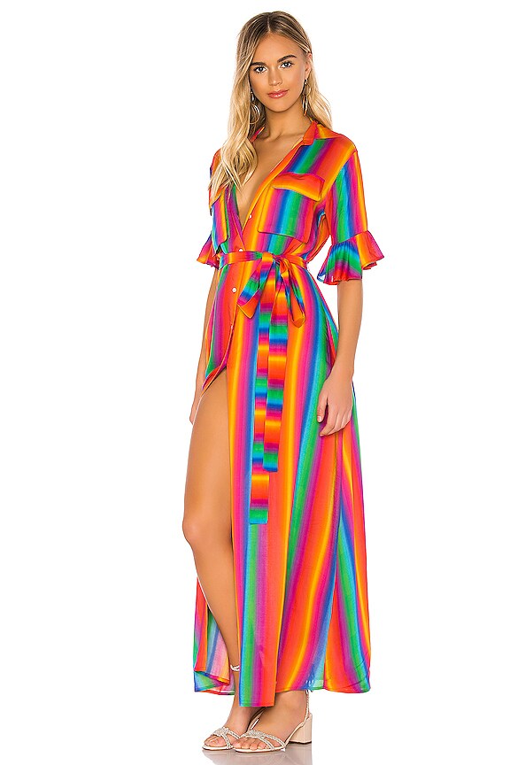 view 2 of 3 VESTIDO CAMISERO LEILANI in Rainbow