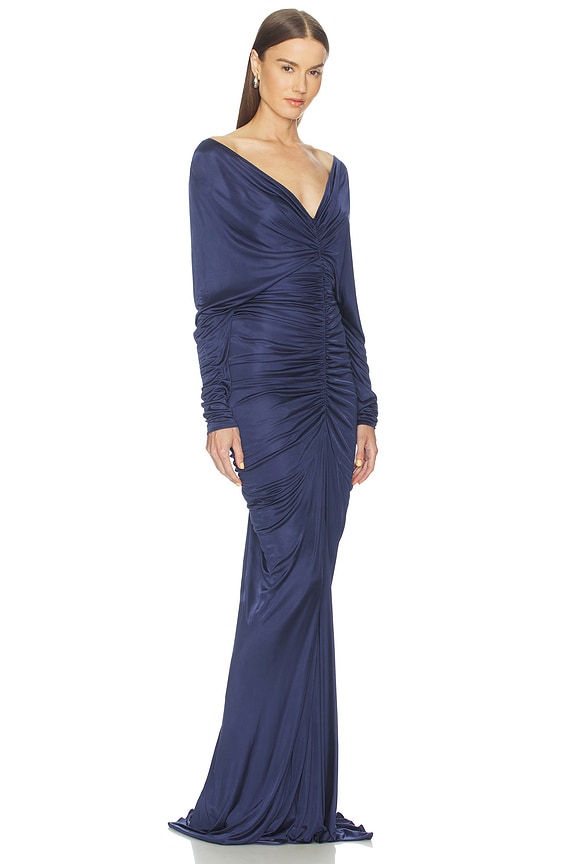 view 2 of 3 V Neck Ruched Gown in Abysse