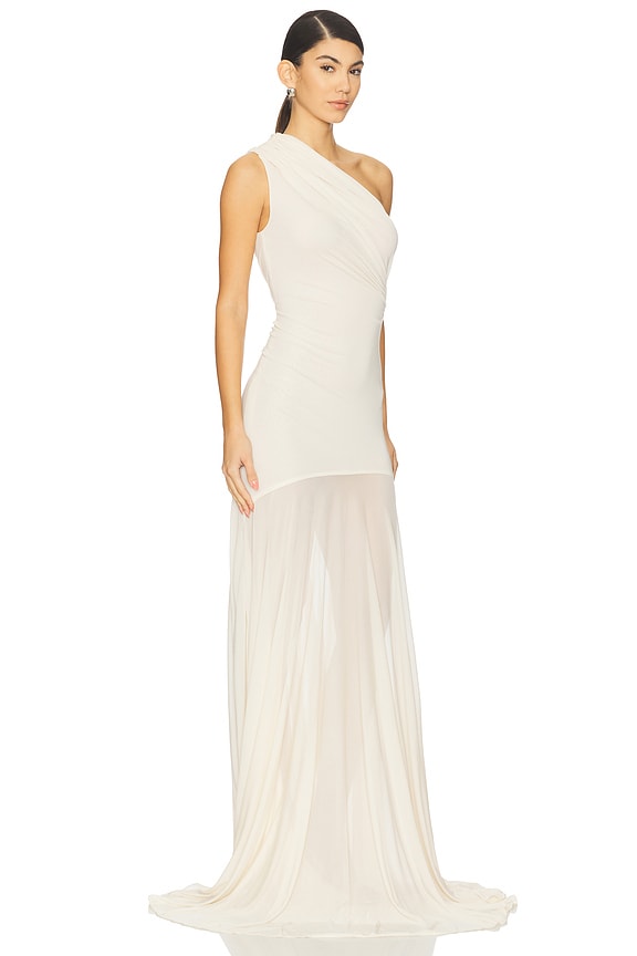 view 2 of 3 Asymetric Draped Sleeveless Dress in Ivory