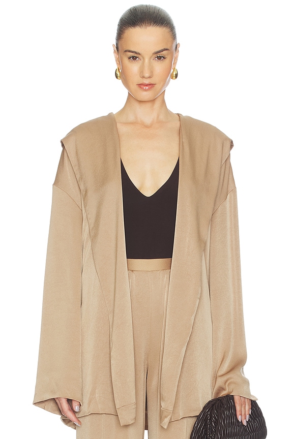 view 2 of 5 Hooded Wrap Jacket in Argile