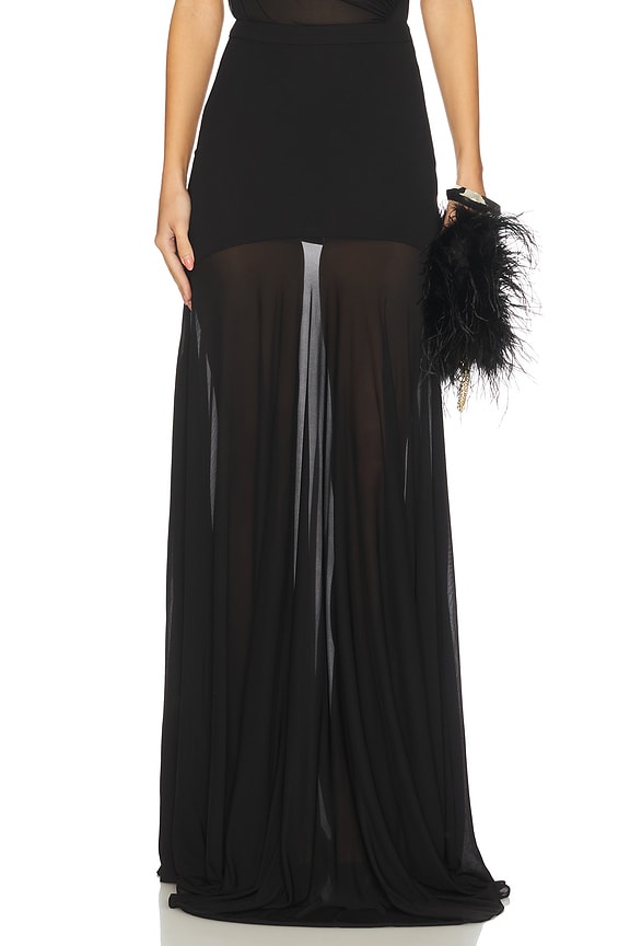 view 1 of 6 Long Godet Skirt in Black