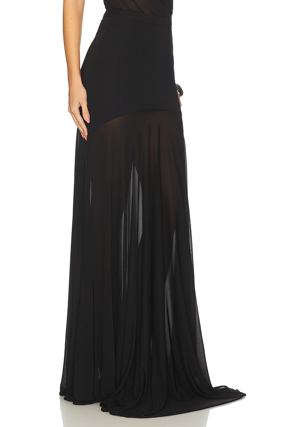 view 2 of 6 Long Godet Skirt in Black