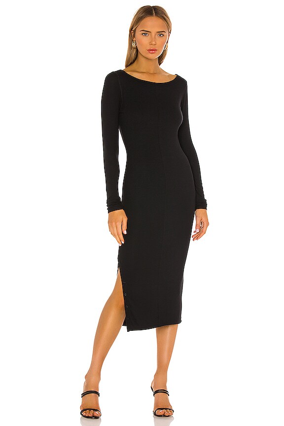 ATM Anthony Thomas Melillo Micro Modal Rib Bateaux Neck Midi Dress in ...