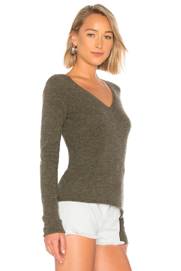 view 2 of 4 V Neck Sweater in Heather Army