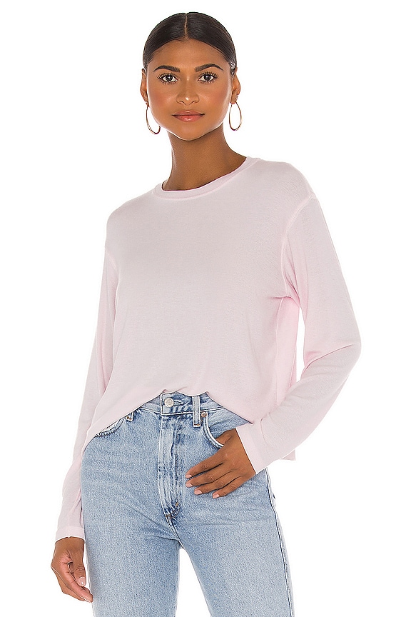 ATM Anthony Thomas Melillo Micromodal Long Sleeve Cropped Crew Neck Top ...