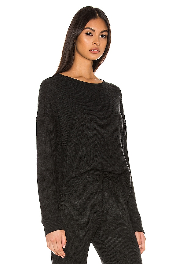 view 2 of 4 Waffle Crew Neck Top in Black