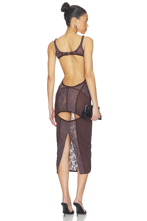 view 1 of 4 VESTIDO MIDI in Brown