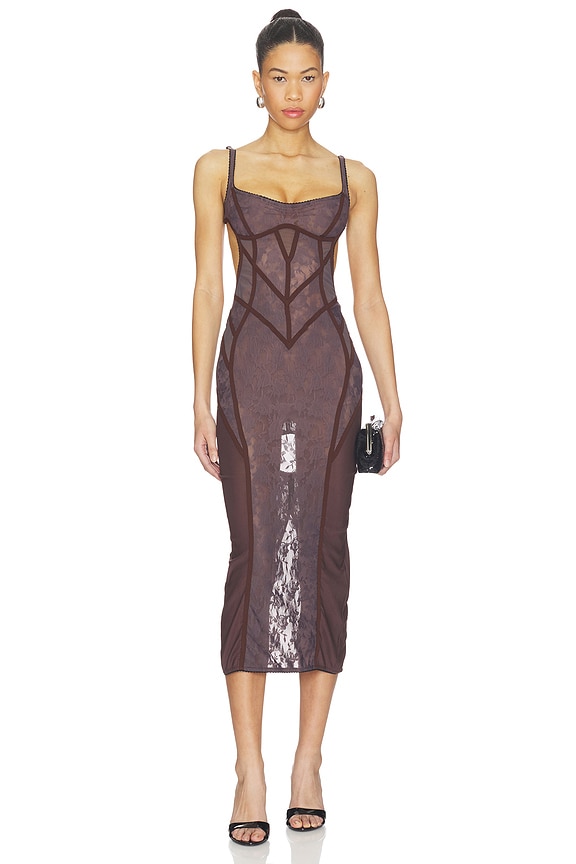 view 2 of 4 VESTIDO MIDI in Brown