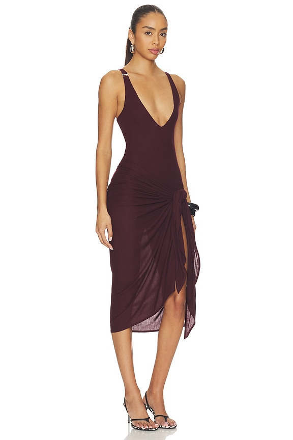 view 2 of 5 High Slit Midi Dress in Dark Grapes