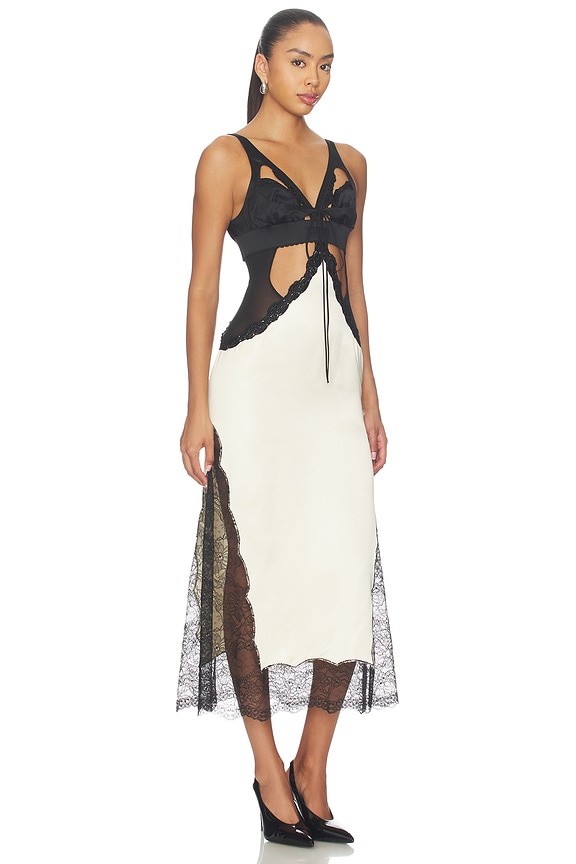 view 2 of 4 Cut Out Lace Midi Dress in Black & Ivory