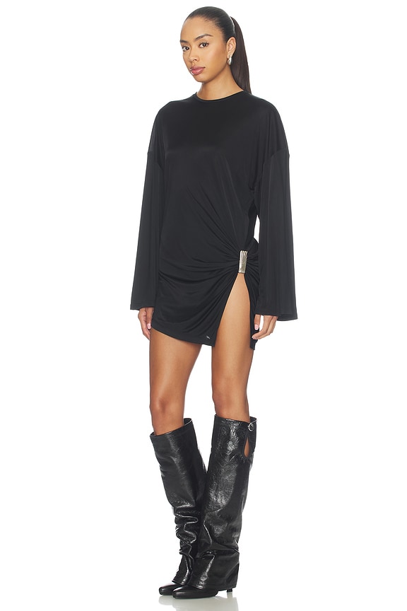view 2 of 4 Drape Slit Mini Dress in Black