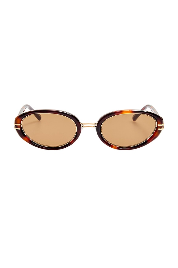 view 1 of 3 Oval Sunglasses in T-shell, Yellow Gold, & Brown